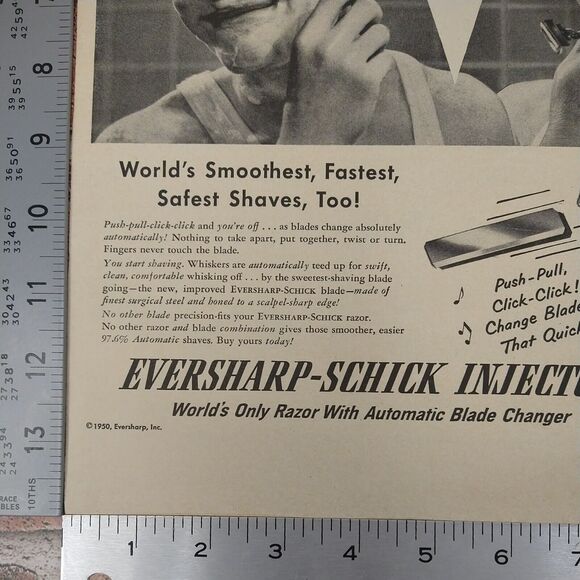 1950 Smiling Happy Men Shaving‎ with Schick Razors - Original Vtg PRINT AD - Picture 9 of 11